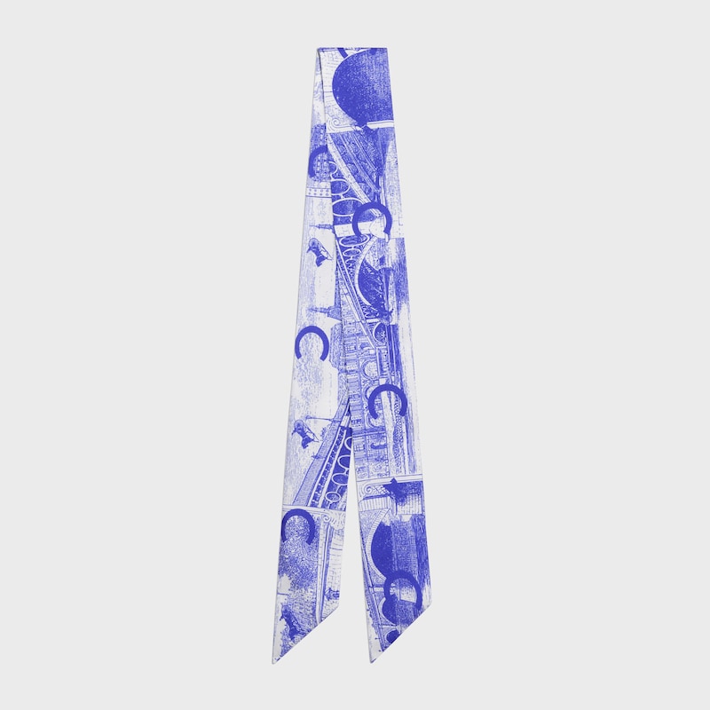 lavalliere IN silk twill - WHITE/BLUE -  - 1 | CELINE