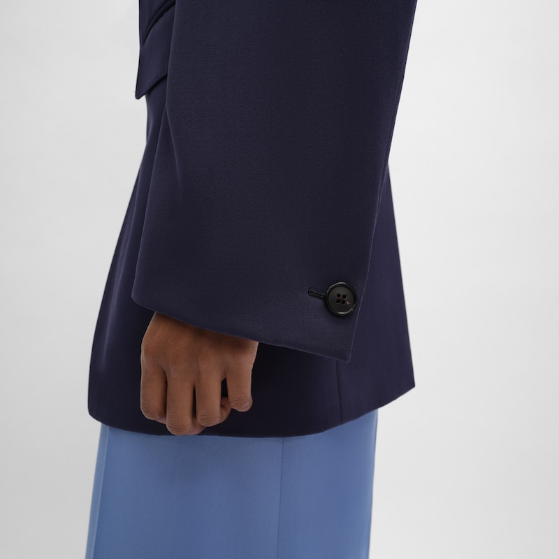 colonne jacket IN GRAIN DE POUDRE WOOL - NAVY -  - 1 | CELINE