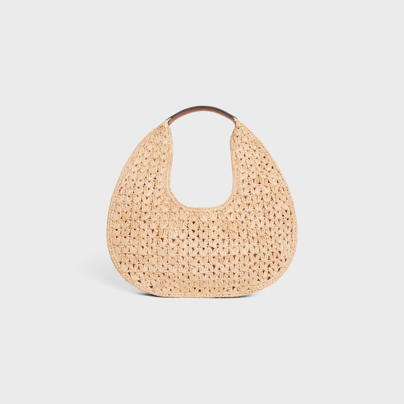 celine classic panier HOBO BAG IN Raffia and Calfskin - NATURAL / TAN - TOP-HANDLE BAGS - 1 | CELINE
