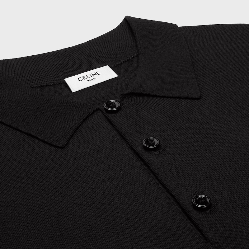 triomphe polo in fine cotton - BLACK -  - 1 | CELINE