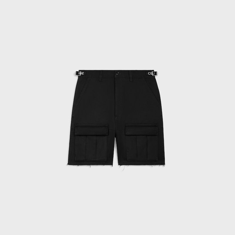 celine cargo shorts in cotton - BLACK -  - 1 | CELINE