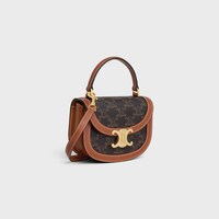 MINI BESACE CLEA in Triomphe canvas and calfskin - TAN - TRIOMPHE CANVAS - 2 | CELINE