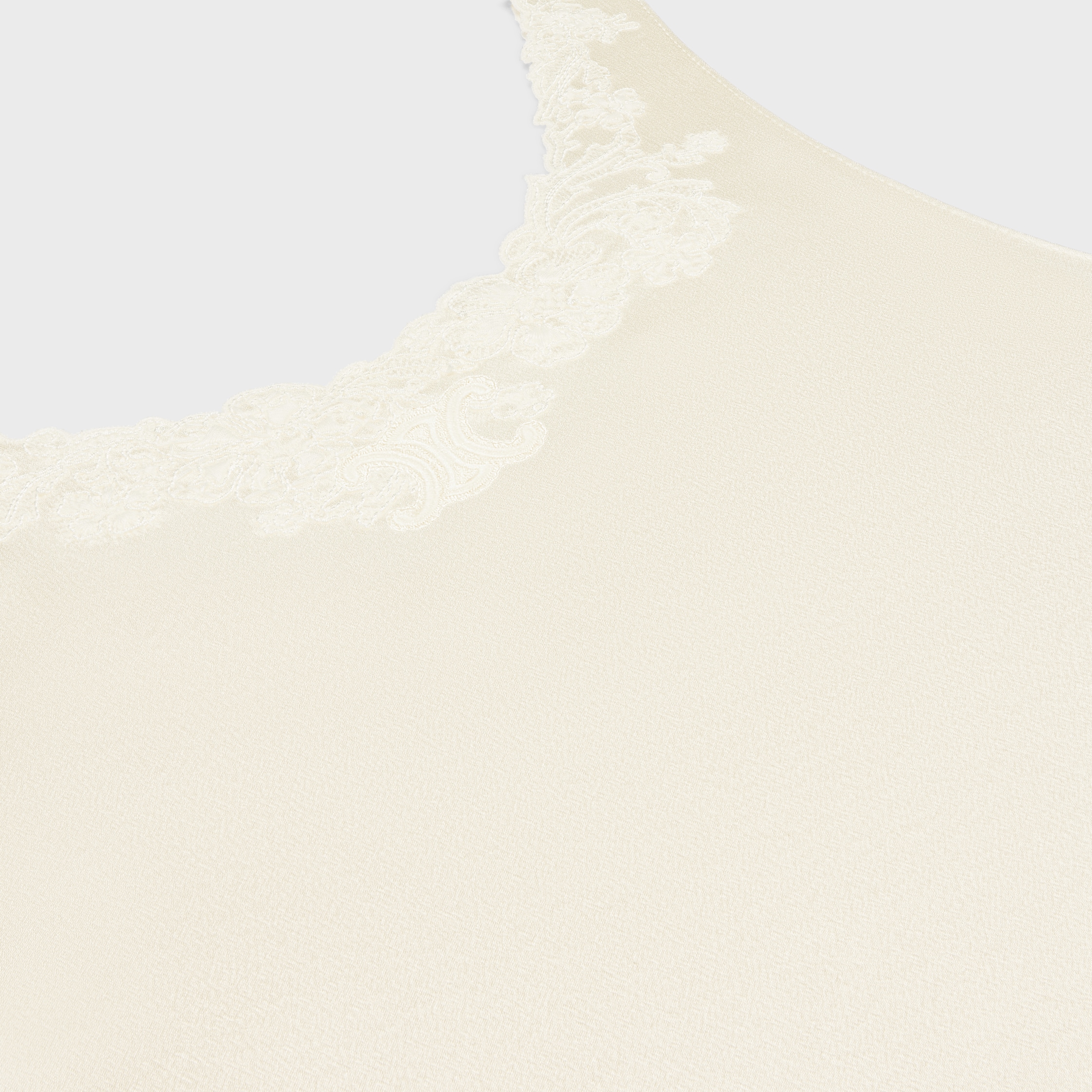 embroidered top IN silk satin - OFF WHITE | CELINE