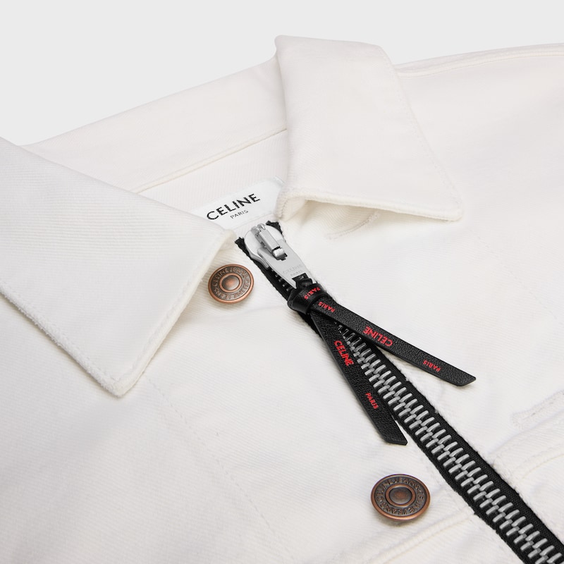 trucker jacket IN cotton denim - WHITE HEAVY STONE WASH -  - 1 | CELINE