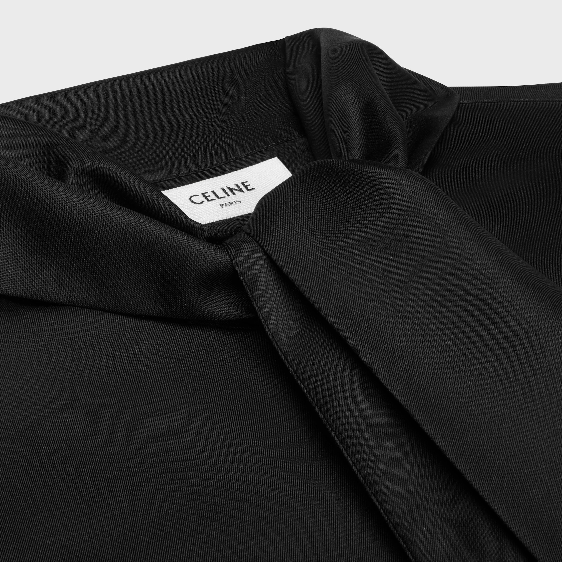 CROPPED LAVALLIERE SHIRT IN SILK TWILL - BLACK | CELINE