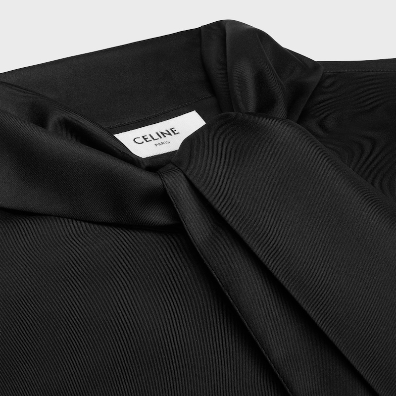 cropped lavalliere shirt IN silk twill - BLACK -  - 1 | CELINE