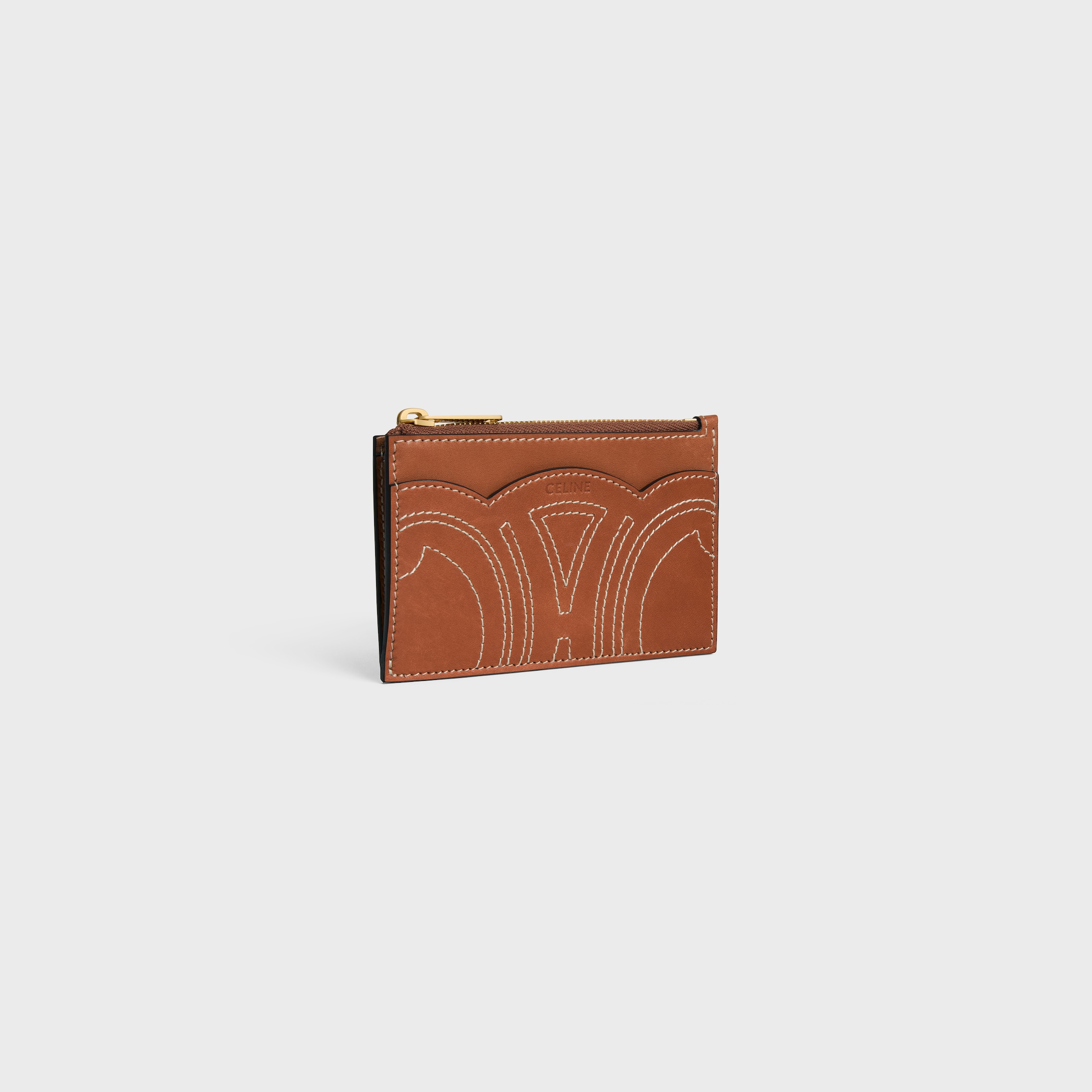 カードケース・名刺入れ CELINE Celine Card Wallet Triomphe Natural Calfskin Tan 10B7 MEDIUM CARD HOLDER IN Triomphe canvas AND calfskin - TAN