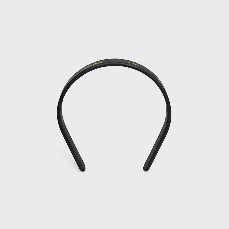 Celine Paris Thin Headband in Calfskin - Black / Gold - HAIR ACCESSORIES - 1 | CELINE