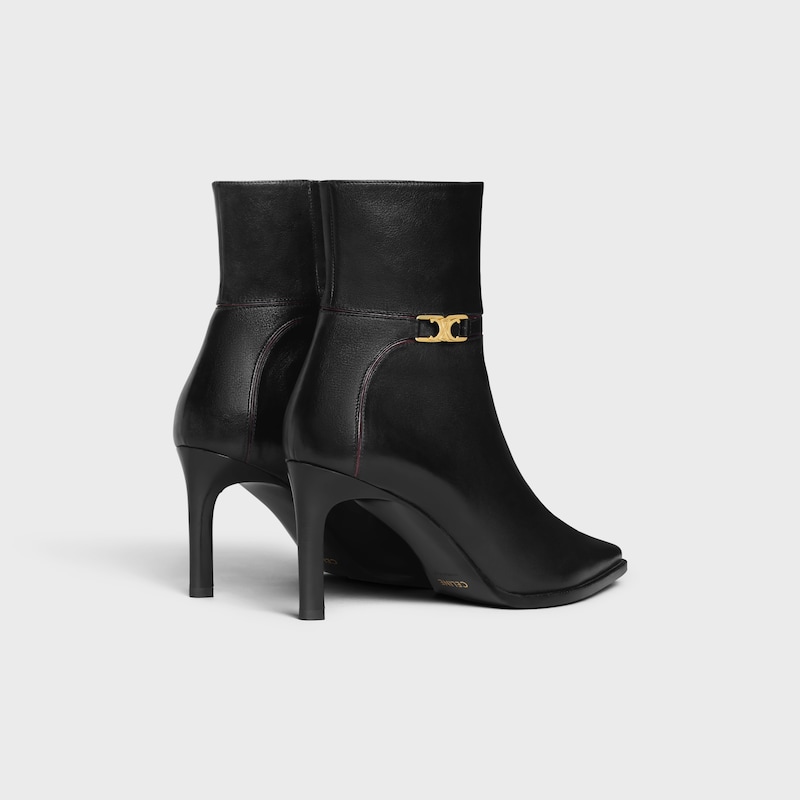CELINE VERNEUIL BOTTINE ZIPP&Eacute;E AVEC TRIOMPHE EN CUIR DE VEAU - Noir -  - 1 | CELINE