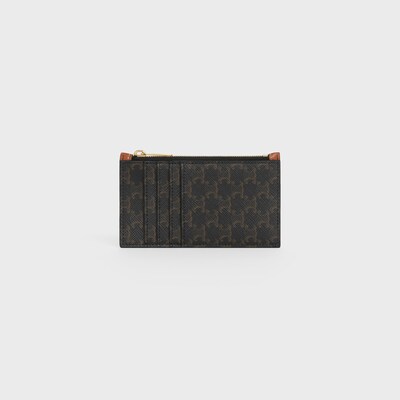 Zipped compact card holder IN Triomphe Canvas and Lambskin - Tan - CAMPAIGN HAUTE PARFUMERIE - tileIndex | CELINE