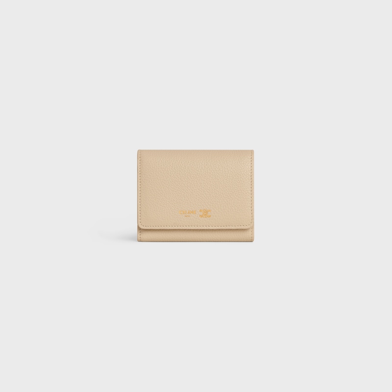 FINE WALLET TRIOMPHE STAMP IN GRAINED SUPPLE CALFSKIN - DEEP IVORY / SANDCASTLE - WALLETS - 1 | CELINE