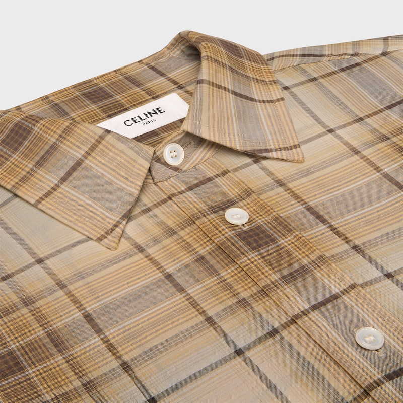 loose shirt IN LIGHT CHECKED COTTON - SABLE/BEIGE/MARRON -  - 1 | CELINE