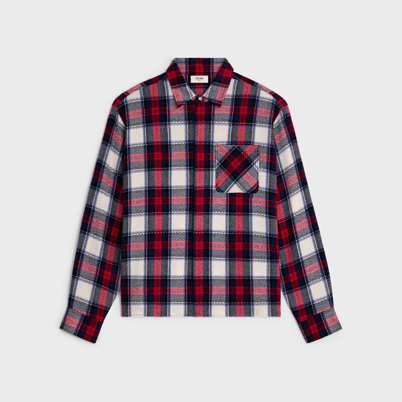 overshirt IN checked cashmere - BLACK/RED/WHITE -  - 1 | CELINE