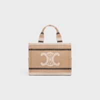 small cabas thais in STRIPED TEXTILE WITH TRIOMPHE - BEIGE / BLACK - OTHER LINES - 1 | CELINE