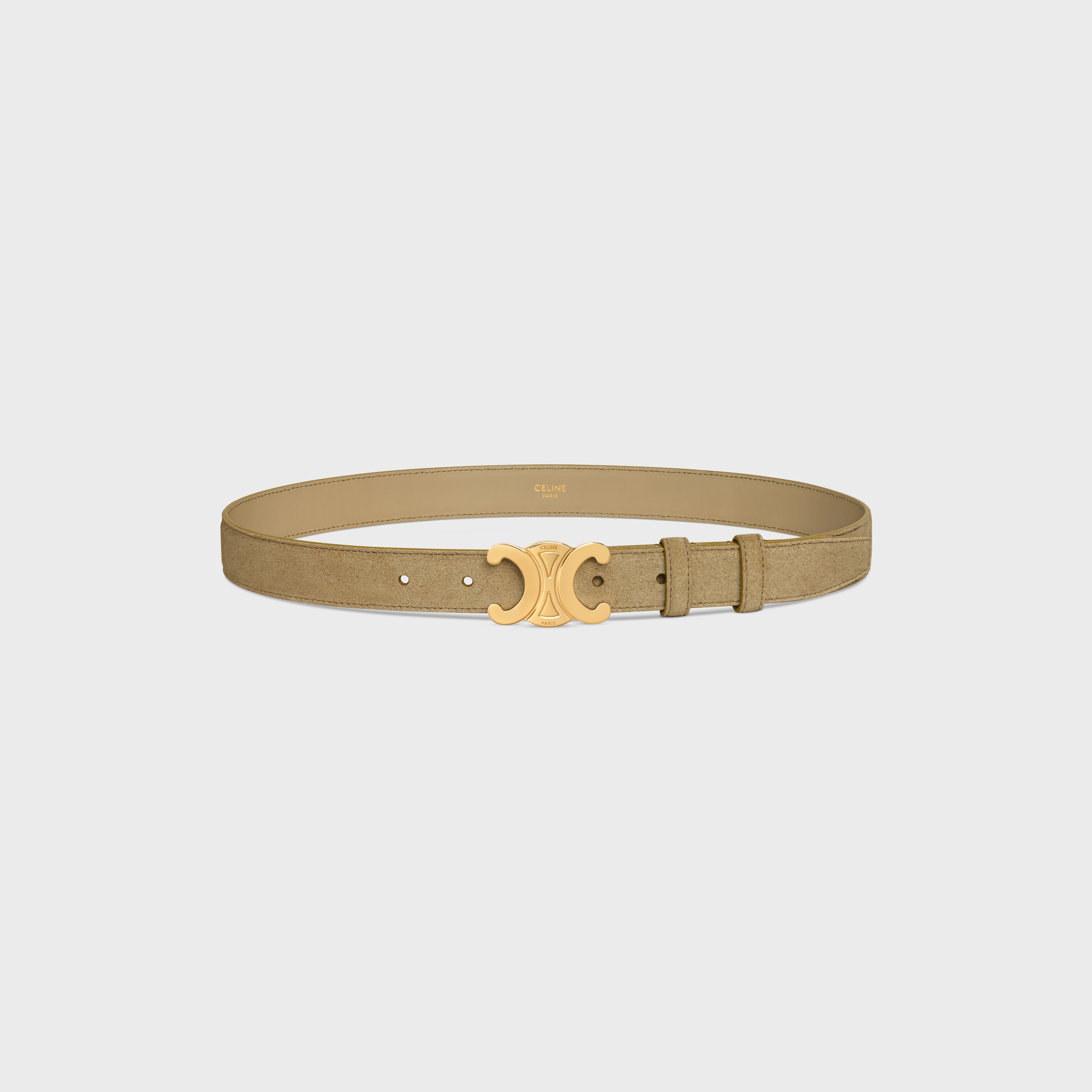 Triomphe Belt 25MM IN Suede Calfskin - STONE BEIGE | CELINE display picture 3