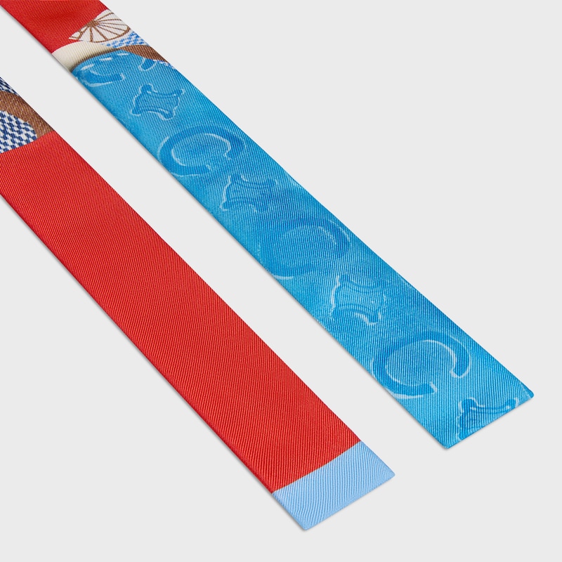 桑蠶絲斜紋布垂巾 - 白色/紅色/藍色 -  - 1 | CELINE