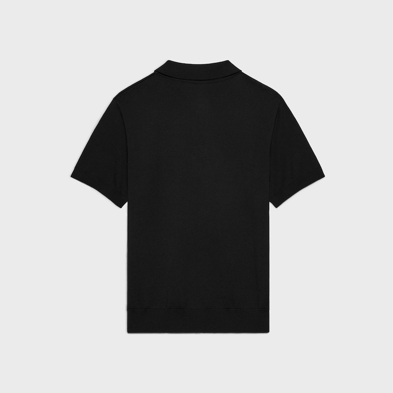 POLO SWEATER IN FINE SILK AND COTTON - BLACK -  - 1 | CELINE