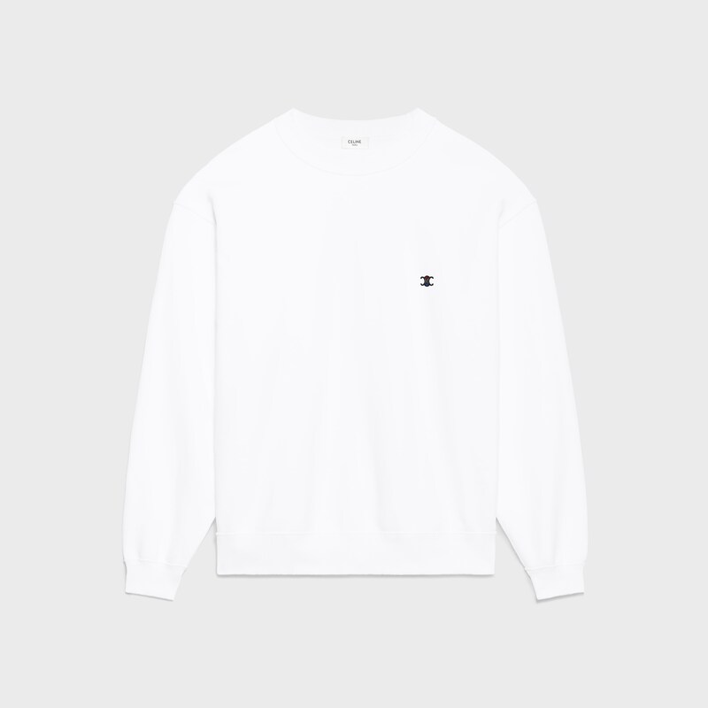 sweatshirt IN cotton fleece - OPTIC WHITE/BLACK/RED -  - 1 | CELINE