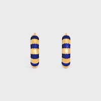 Frosted Hoops in Enamel and Brass with Gold Finish - GOLD / NAVY - EARRINGS - 2 | CELINE