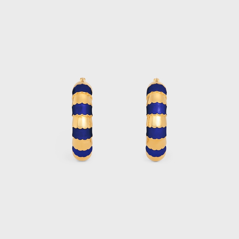 FROSTED金色饰面圈式耳环 - 金色/海军蓝 - 耳環 - 1 | CELINE