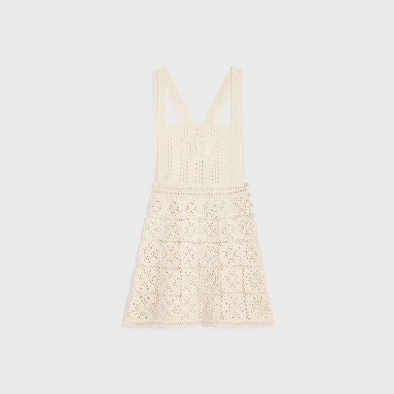 minivestido triomphe de crochet de algodón - Blanco crudo -  - 1 | CELINE