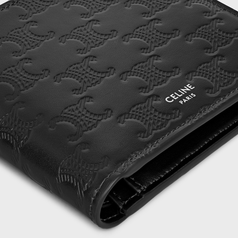 Portefeuille &agrave; deux volets en Veau emboss&eacute; TRIOMPHE - NOIR - PORTEFEUILLES - 1 | CELINE