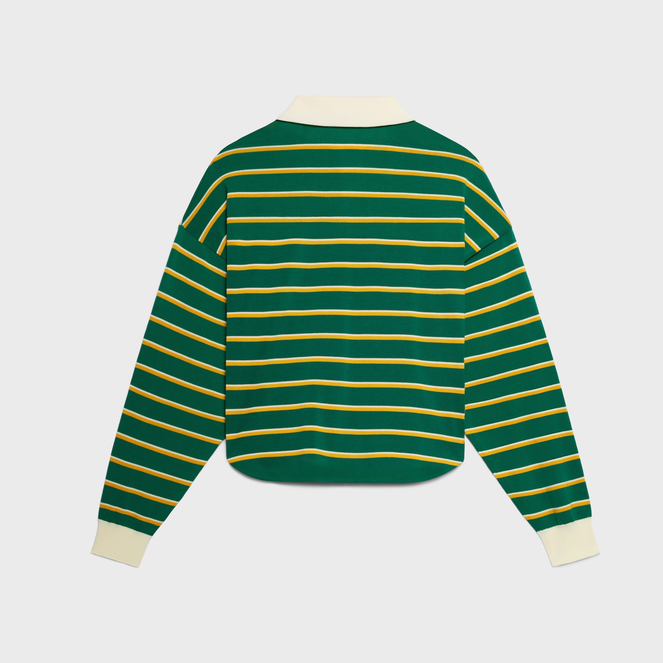 POLO SWEATER IN STRIPED COTTON - GREEN/YELLOW/WHITE | CELINE