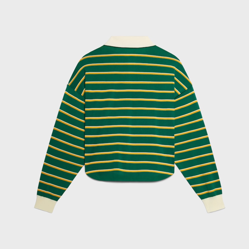 POLO SWEATER IN striped cotton - GREEN/YELLOW/WHITE -  - 1 | CELINE