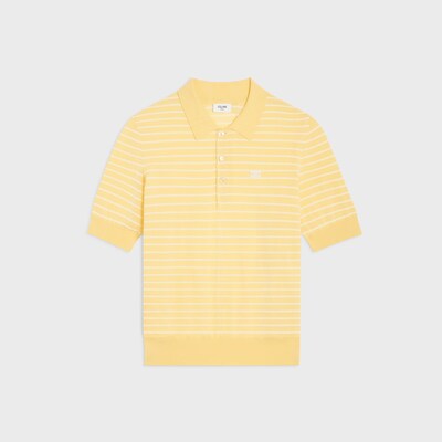 Polo領短袖毛衣 - 淡黃色/淡褐色 -  - tileIndex | CELINE