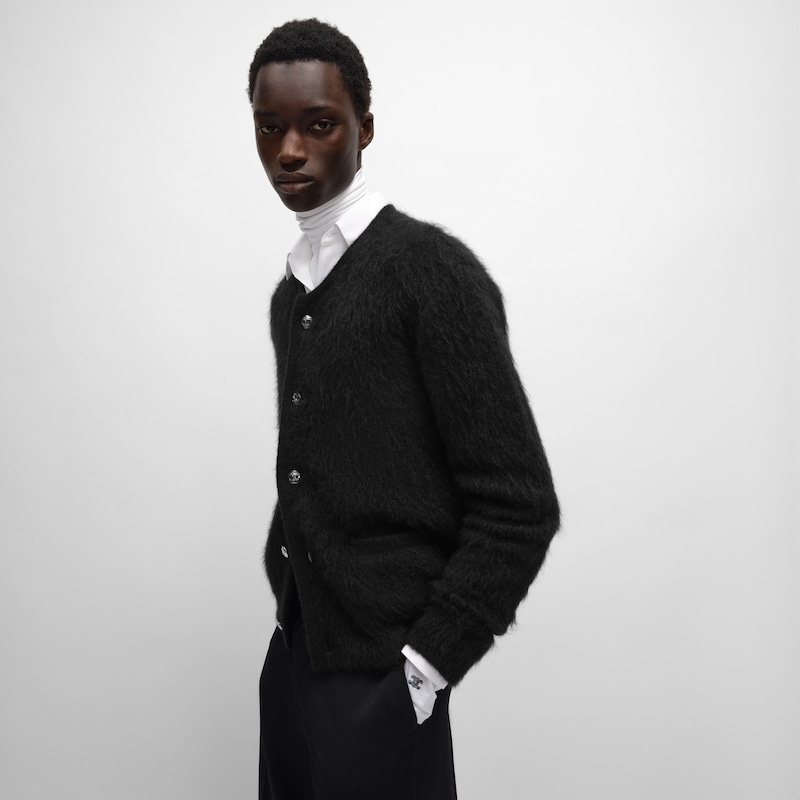Cardigan in mohair spazzolato - NERO -  - 1 | CELINE