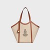 LARGE CABAS IN TEXTILE WITH ANCHOR EMBROIDERY AND CALFSKIN - NATURAL / TAN - OTHER LINES - 4 | CELINE