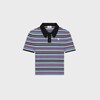 polo cropped EN coton rayé - DENIM/NOIR/BLANC -  - 1 | CELINE