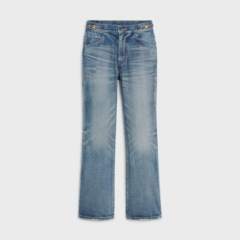 DYLAN FLARED JEANS WITH SIGNATURE IN cotton denim - UNION WASH -  - 1 | CELINE
