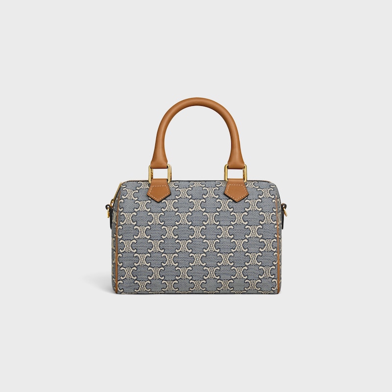 BOLSO BOSTON PEQUE&Ntilde;O DE JACQUARD CON MOTIVO TRIOMPHE Y PIEL DE BECERRO - Azul marino/crudo - M&Aacute;S MODELOS - 1 | CELINE