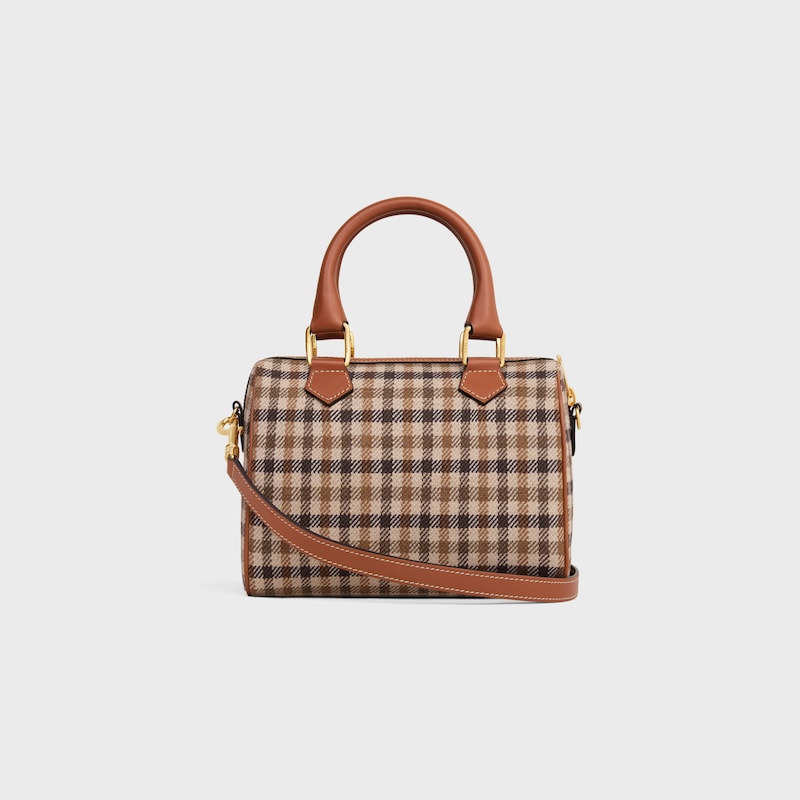 格紋織物及牛皮革小號波士頓包 - 拼色 - 斜挎包 - 1 | CELINE