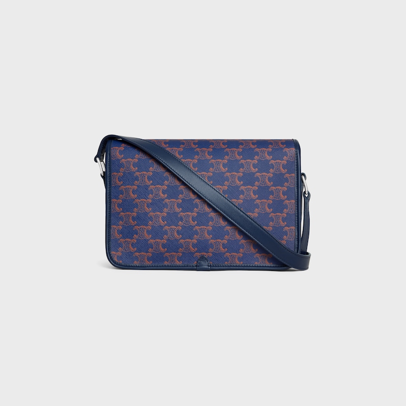 MESSENGER FOLCO PEQUEÑO DE LONA TRIOMPHE Y PIEL DE BECERRO - AZUL MARINO INTENSO - BOLSOS EN BANDOLERA - 1 | CELINE