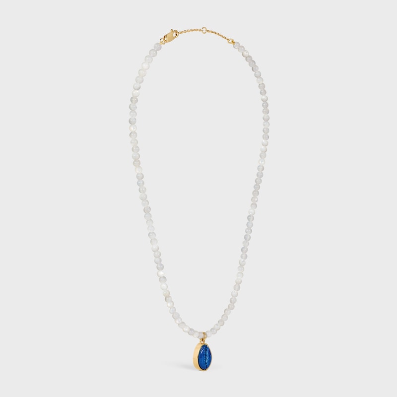 COLLIER &Eacute;T&Eacute; CELINE EN PERLES DE NACRE, VERNIS ET LAITON DOR&Eacute; - Blanc / Bleu - COLLIERS - 1 | CELINE