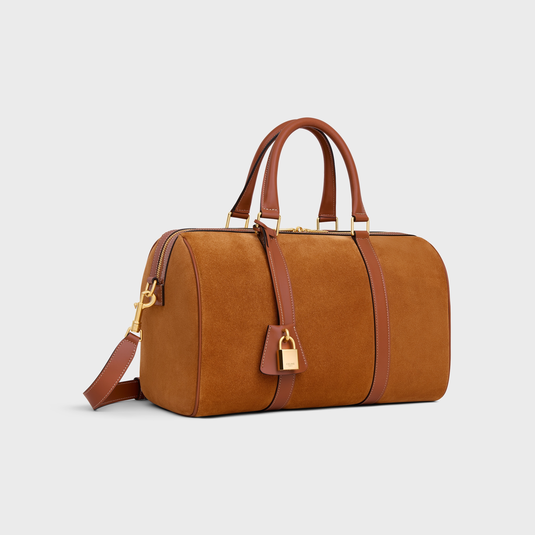 CELINE ボストン / スエードカーフスキン 119573GGW.18TB LARGE BOSTON IN SUEDE CALFSKIN - TOBACCO | CELINE