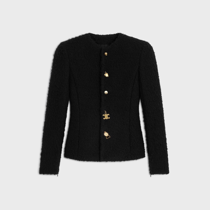 jacket IN cashmere and wool natt&eacute; - BLACK -  - 1 | CELINE