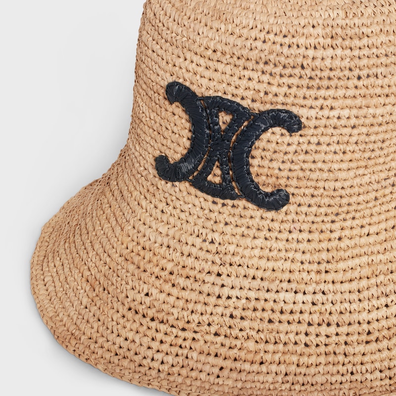 triomphe bucket hat in raffia - NATURAL / BLACK -  - 1 | CELINE