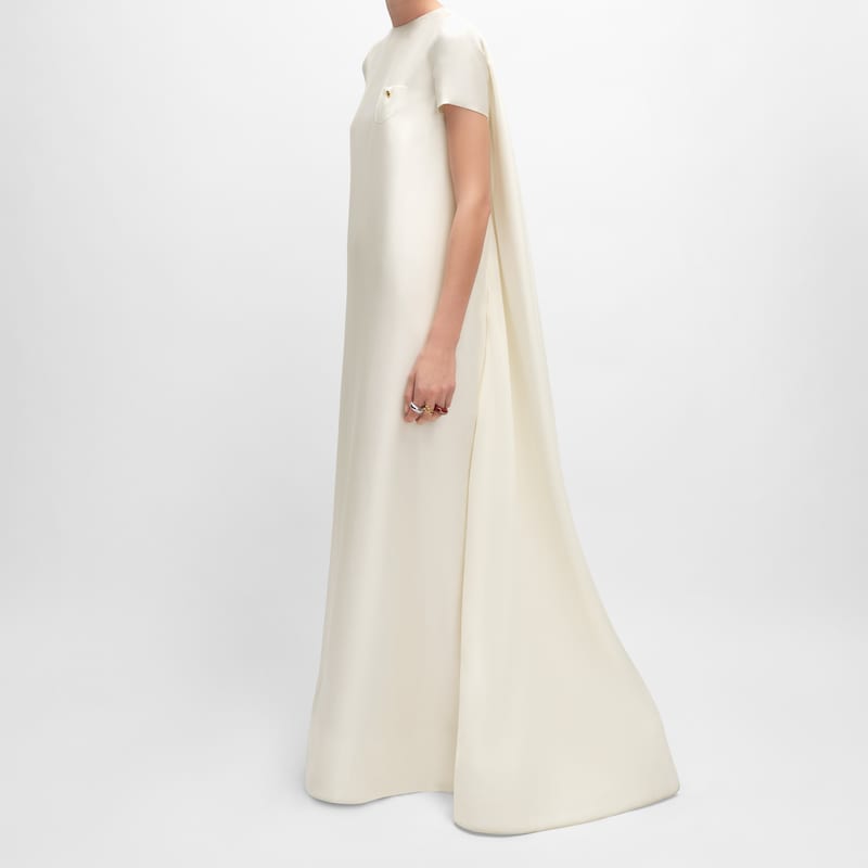 VESTIDO DE ORGANZA DE SEDA - Blanco crudo -  - 1 | CELINE