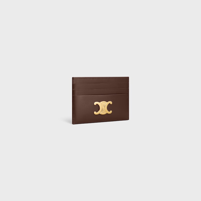 CARD HOLDER TRIOMPHE IN Shiny calfskin - CHESTNUT - LUCKY DAY SELECTION - 1 | CELINE