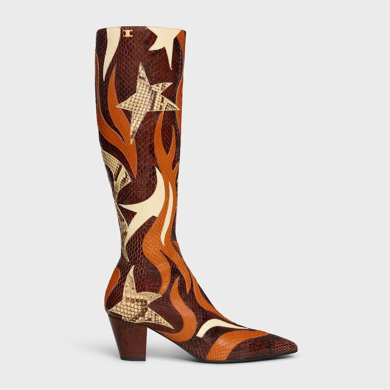 STAGE - HIGH BOOT IN PYTHON PATCHWORK - BROWN TERRACOTTA -  - 1 | CELINE