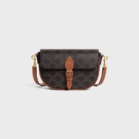 FOLCO SHOULDER BAG IN Triomphe Canvas and Calfskin - TAN - NEW COLLECTION WOMEN - 1 | CELINE
