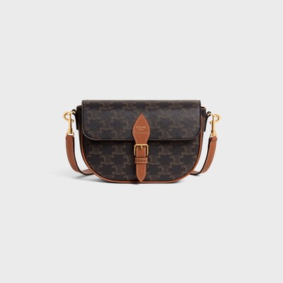 FOLCO SHOULDER BAG IN Triomphe Canvas and Calfskin - TAN - GIFTS FOR HER - tileIndex | CELINE