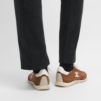CELINE RACER - LOW TOP SNEAKER WITH TRIOMPHE IN NYLON, SUEDE CALFSKIN AND CALFSKIN - SAHARA -  - 2 | CELINE