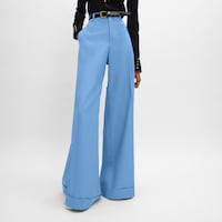 Lange Docks Hose AUS DIAGONALER WOLLE - HIMMELBLAU -  - 2 | CELINE