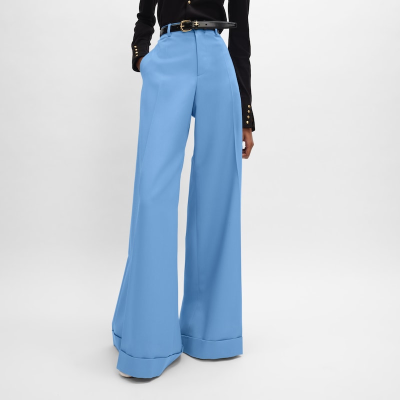 long docks trousers IN DIAGONAL WOOL - BLEU CIEL -  - 1 | CELINE