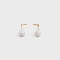 Les Perles Celine Baroque Earrings in Brass with Gold Finish and Cultured Pearls - GOLD / IVORY - LES PERLES CELINE - 2 | CELINE