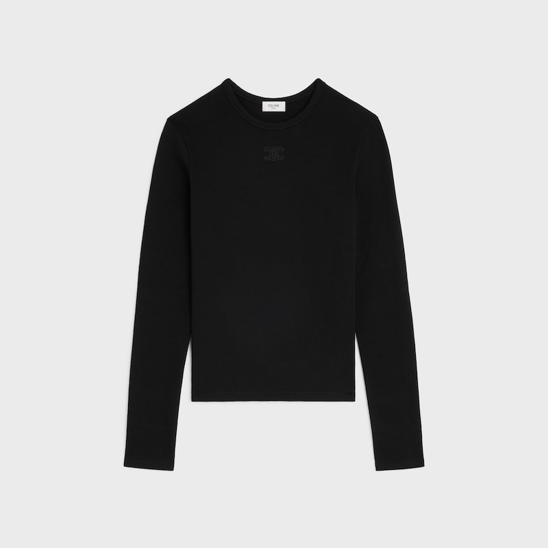 triomphe t-shirt IN ribbed cotton jersey - BLACK -  - 1 | CELINE